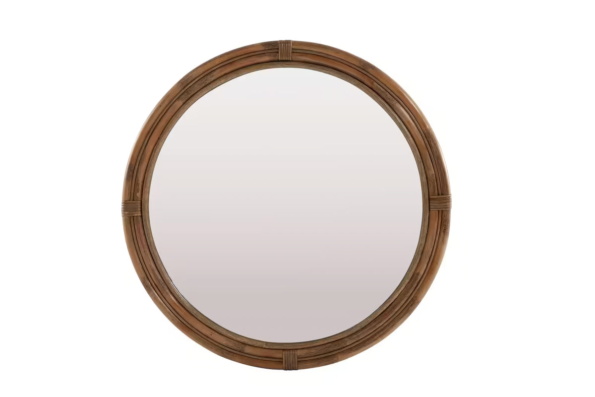 SANDHAVEN ROUND MIRROR NATURAL RATTAN