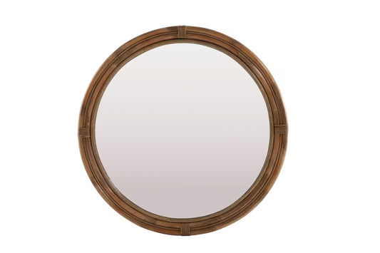 SANDHAVEN ROUND MIRROR NATURAL RATTAN