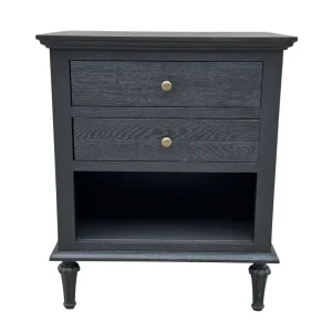 NATALEE SIDE TABLE BLACK TWO DRAWERS